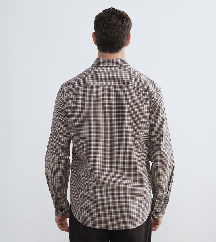 Plaid Long Sleeves Gabardine Shirt