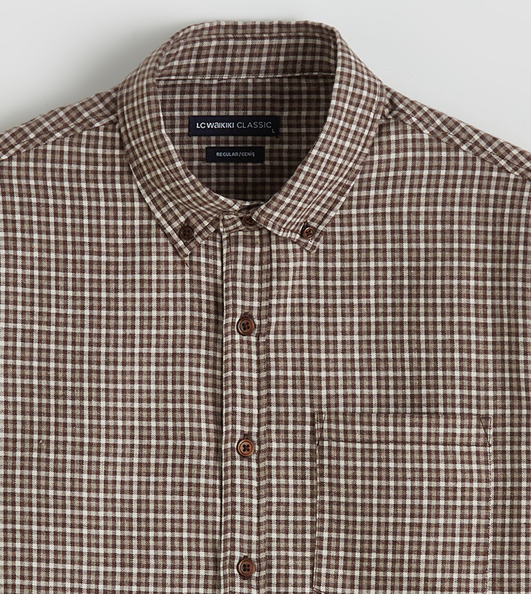 Plaid Long Sleeves Gabardine Shirt