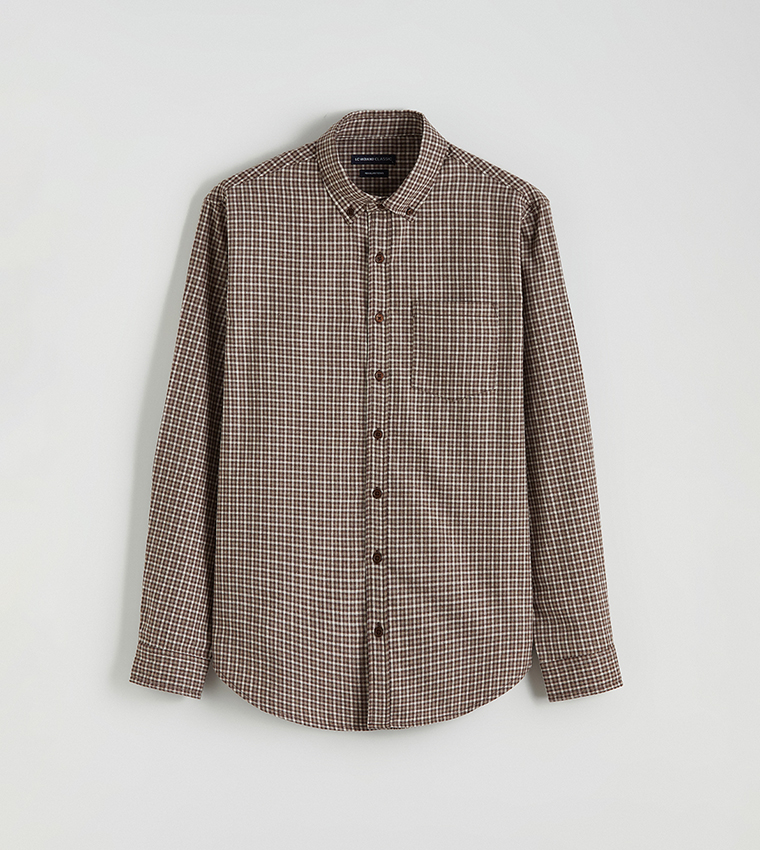 Plaid Long Sleeves Gabardine Shirt