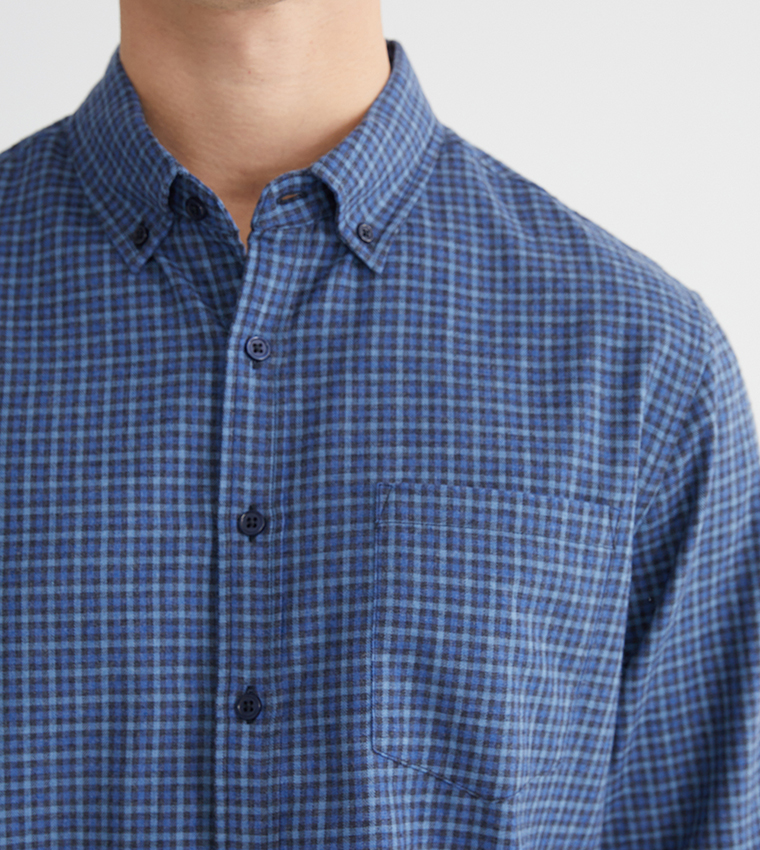 Plaid Long Sleeves Gabardine Shirt