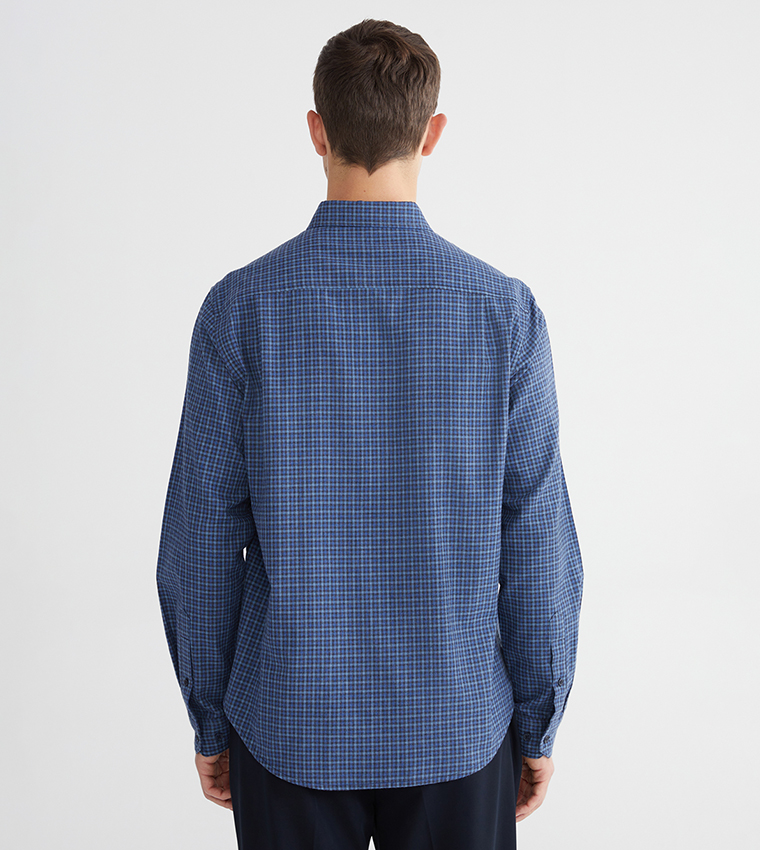 Plaid Long Sleeves Gabardine Shirt
