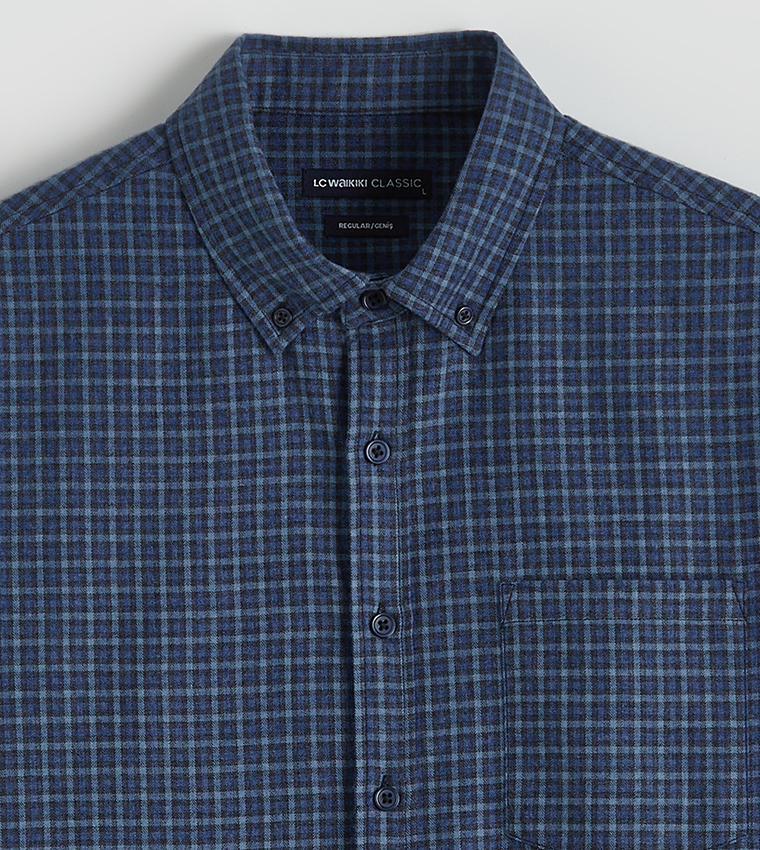 Plaid Long Sleeves Gabardine Shirt