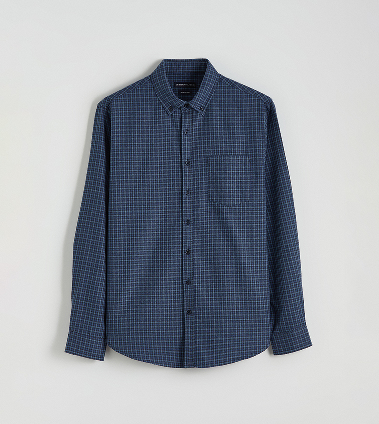Plaid Long Sleeves Gabardine Shirt