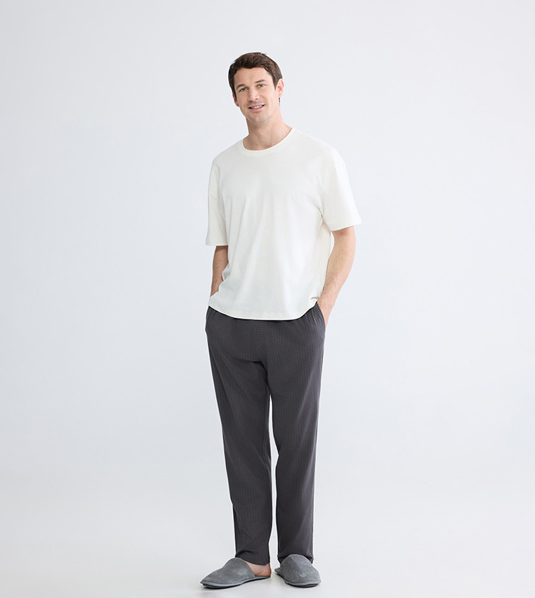 Patterned Drawstring Waist Pajama Bottom