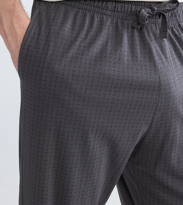 Patterned Drawstring Waist Pajama Bottom