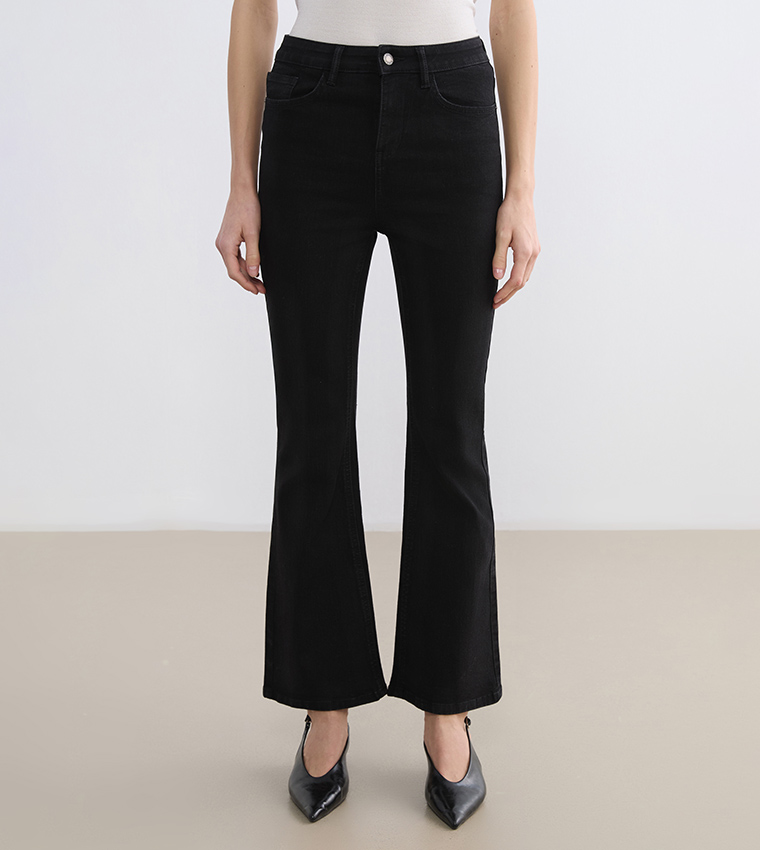 Mars Solid High Rise Flared Jeans