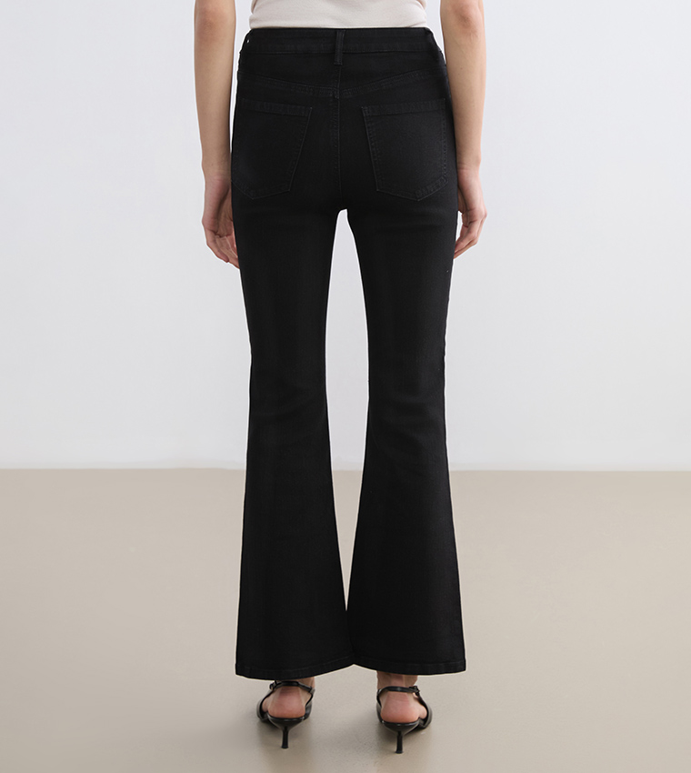 Mars Solid High Rise Flared Jeans