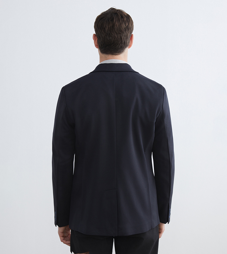 Solid Single Breasted Slim Fit Blazer