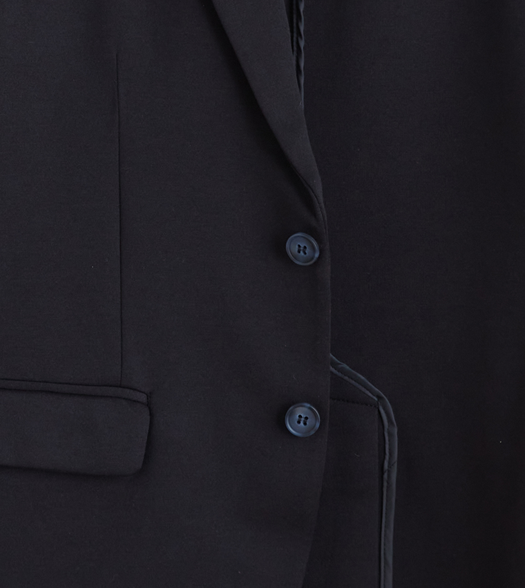 Solid Single Breasted Slim Fit Blazer