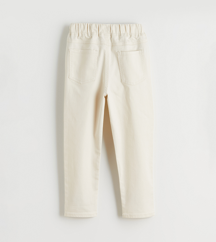 Solid Drawstring Waist Gabardine Trousers