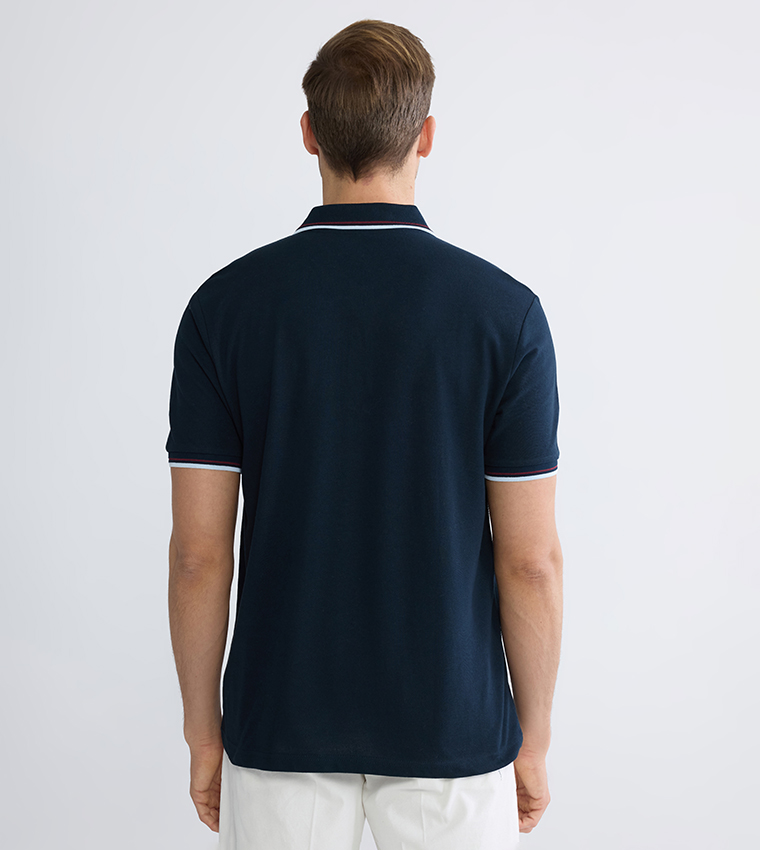 Contrast Trim Short Sleeves Polo T-Shirt