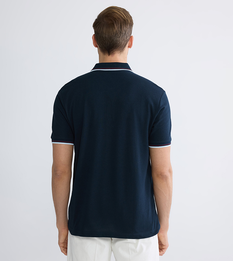 Contrast Trim Short Sleeves Polo T-Shirt