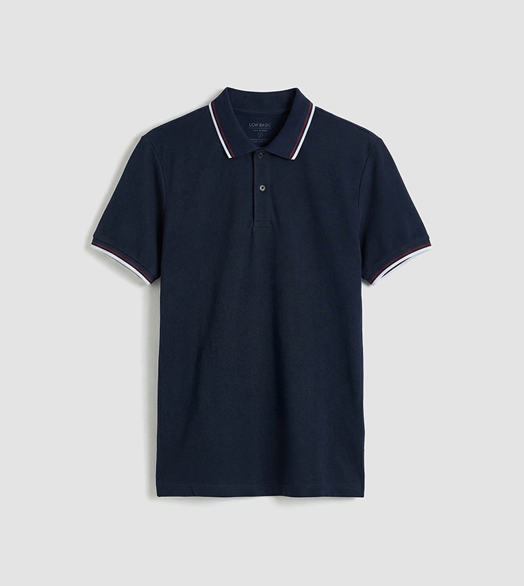 Contrast Trim Short Sleeves Polo T-Shirt