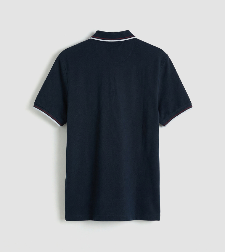 Contrast Trim Short Sleeves Polo T-Shirt