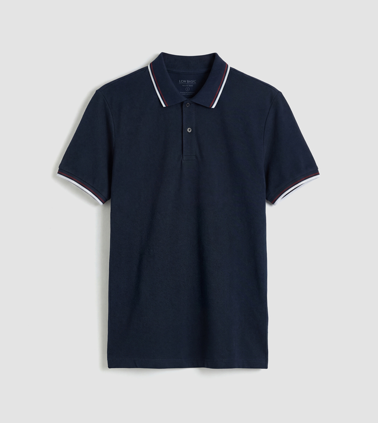 Contrast Trim Short Sleeves Polo T-Shirt