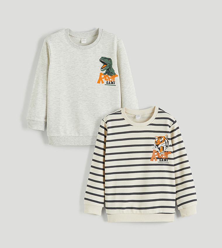 Pack of 2 Printed Crew Neck Sweatshirt