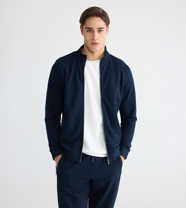 Zippered Stand Collar Jacket