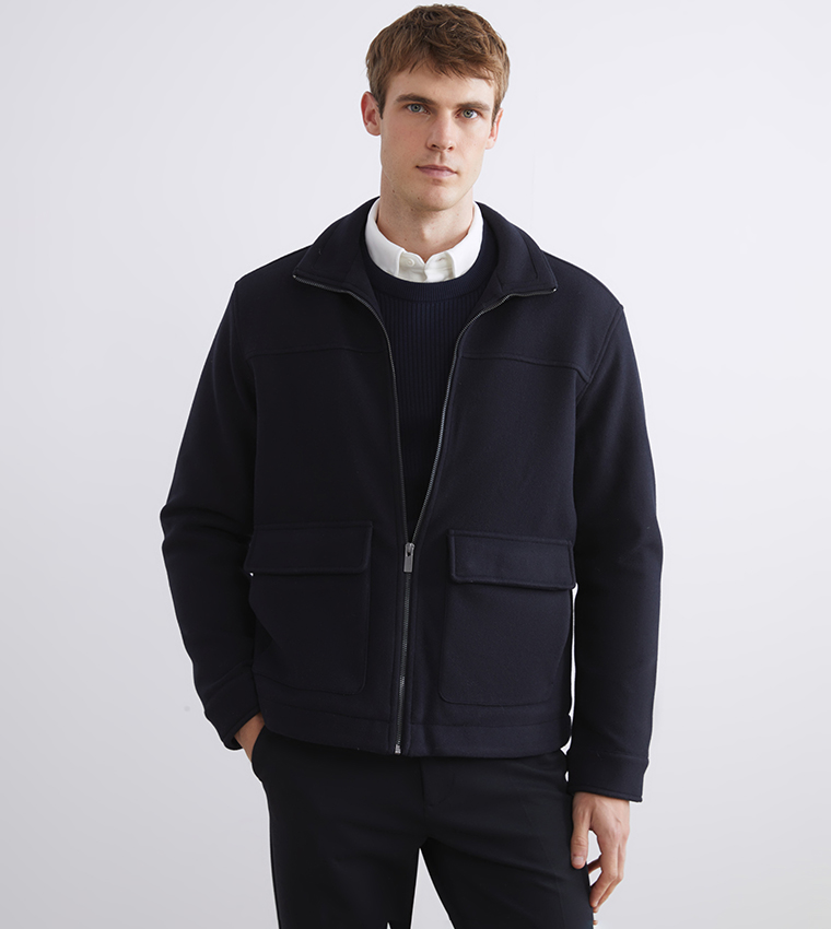 جاكيت رجالي كاشيت سادة كم طويل