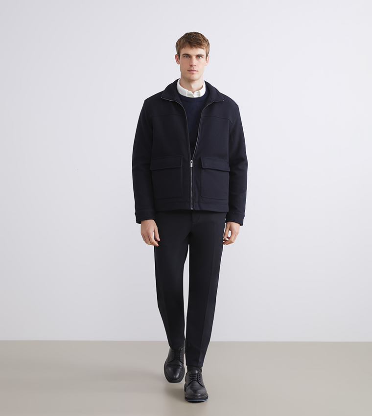 جاكيت رجالي كاشيت سادة كم طويل