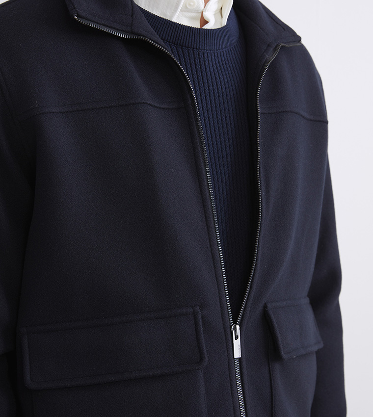 جاكيت رجالي كاشيت سادة كم طويل