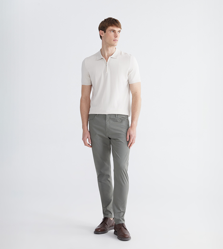 Mid Rise Slim Fit Gabardine Chinos