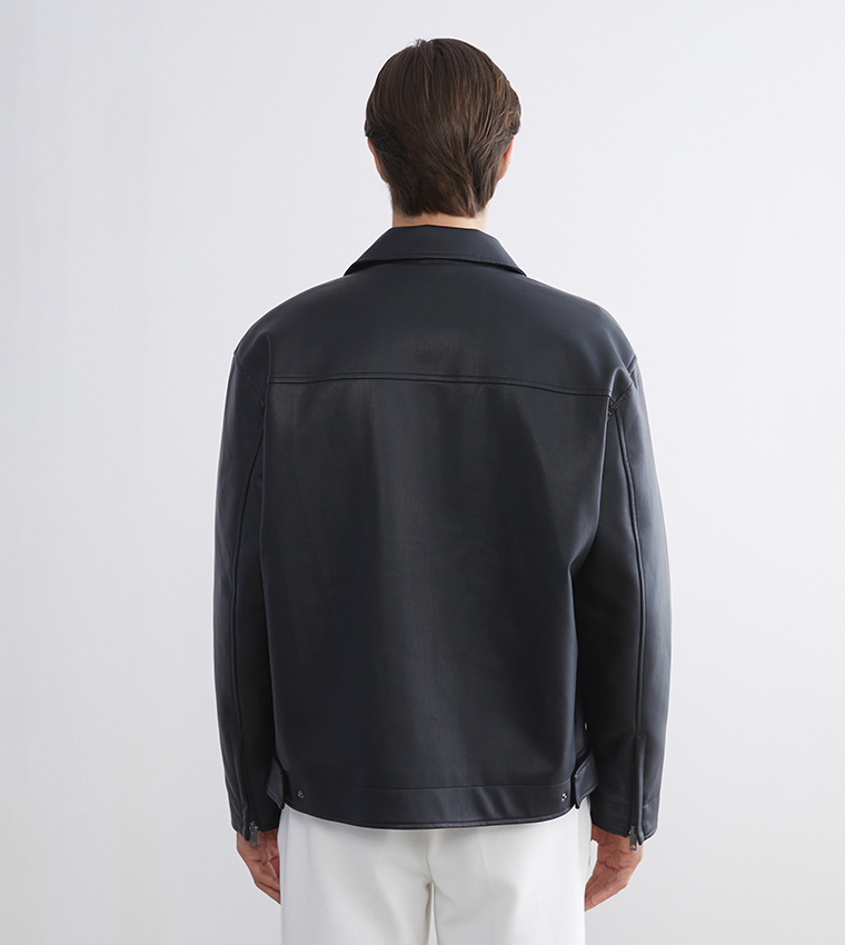 VISION Faux Leather Relaxed Fit Jacket