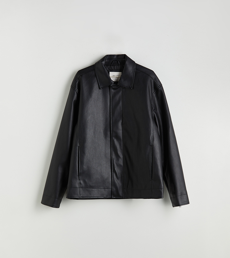 VISION Faux Leather Relaxed Fit Jacket