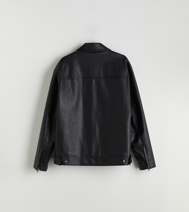 VISION Faux Leather Relaxed Fit Jacket