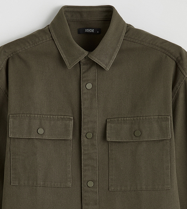 Long Sleeves Gabardine Shacket