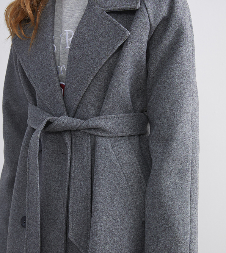 Solid Double Breasted Coat