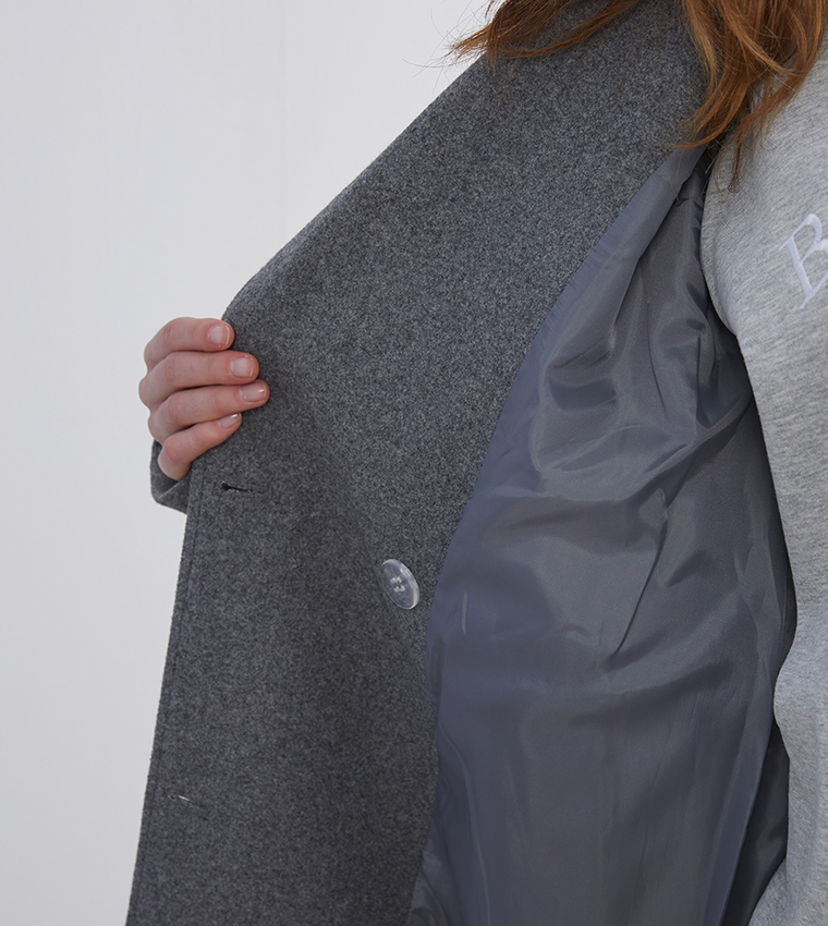 Solid Double Breasted Coat