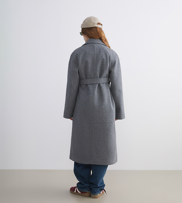 Solid Double Breasted Coat