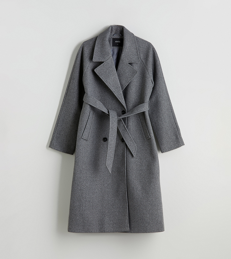 Solid Double Breasted Coat