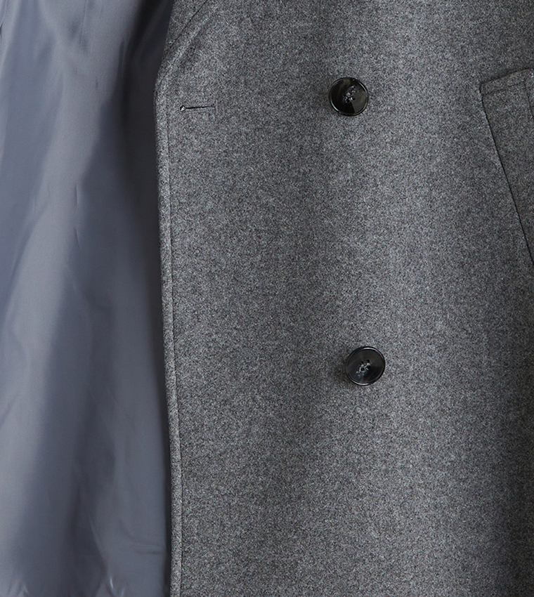 Solid Double Breasted Coat