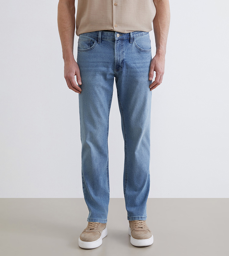 Washed Mid-Rise Jeans