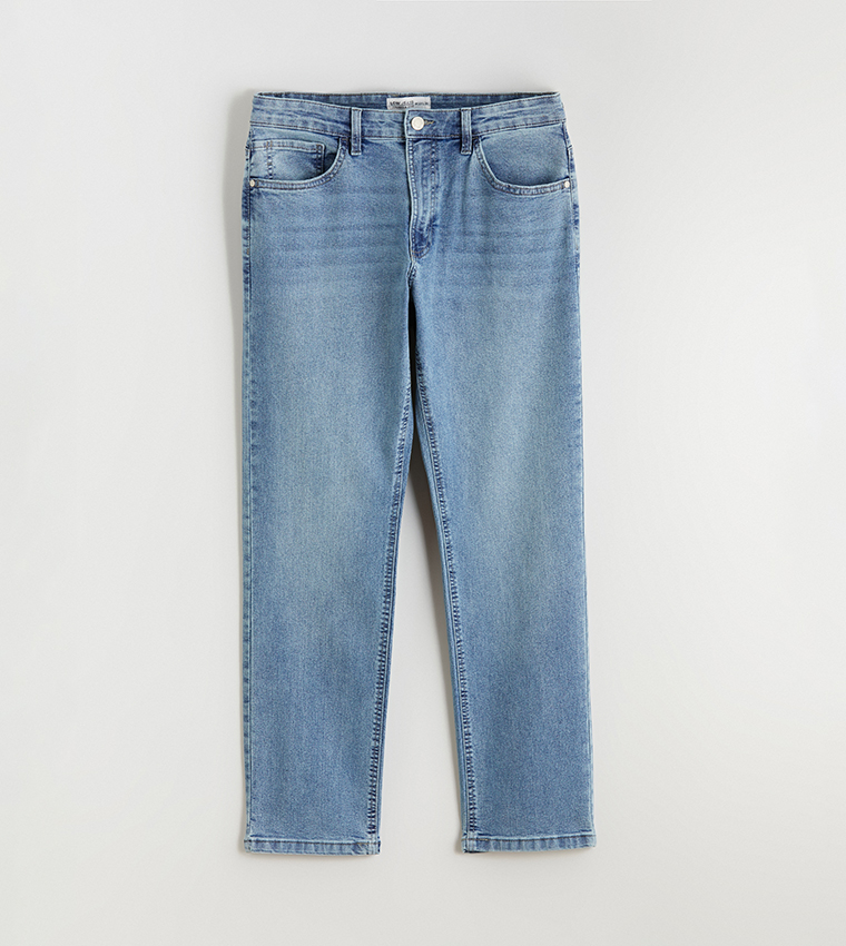 Washed Mid-Rise Jeans