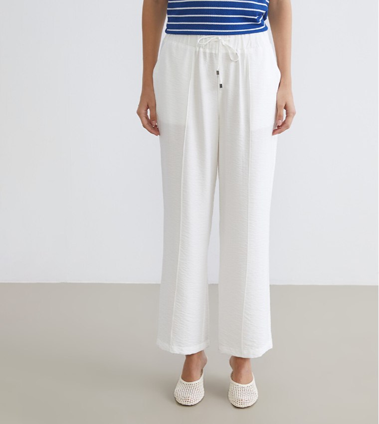 Solid Drawstring Trousers
