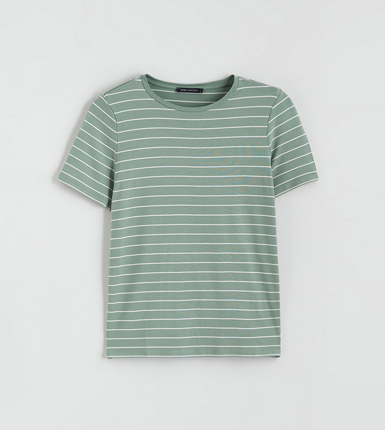 Striped Crew Neck Casual T-Shirt