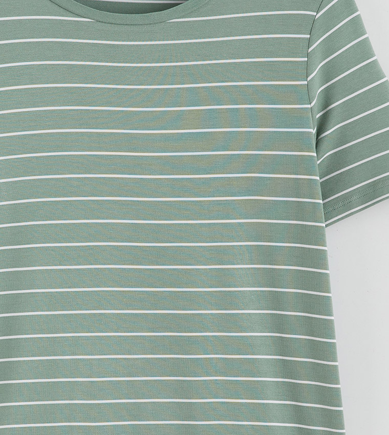 Striped Crew Neck Casual T-Shirt