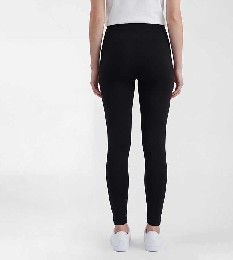 Solid Elastic Waist Jersey Maternity Leggings