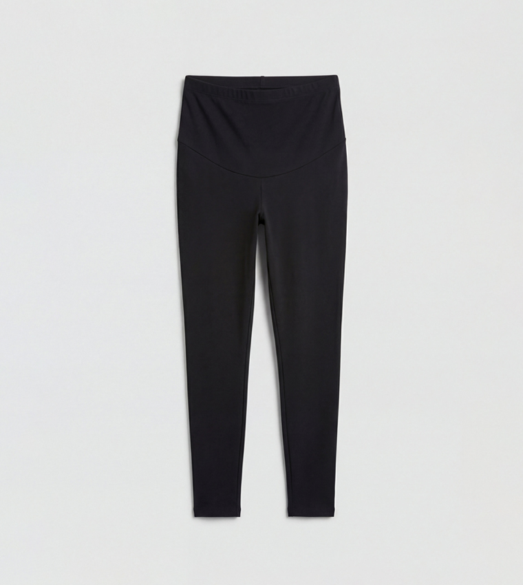Solid Elastic Waist Jersey Maternity Leggings