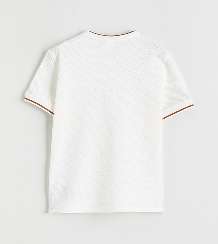 Contrast Tipping Henley Neck Short Sleeves T-Shirt