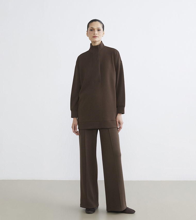 Solid Elastic Waist Modal Blend Sweatpants