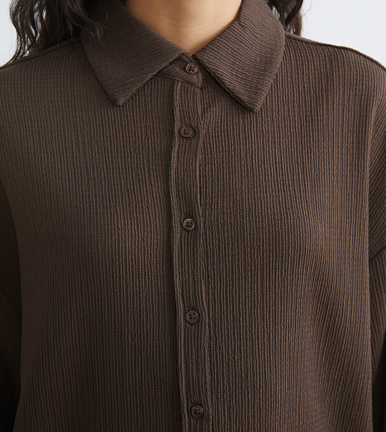 Textured Long Sleeves Shirt Tunic