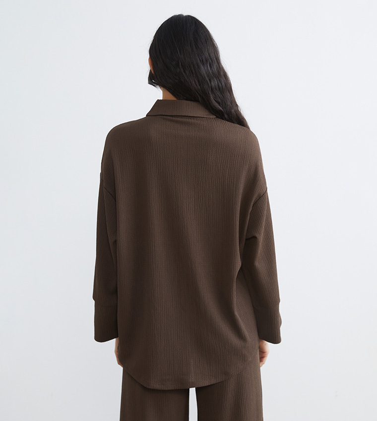 Textured Long Sleeves Shirt Tunic