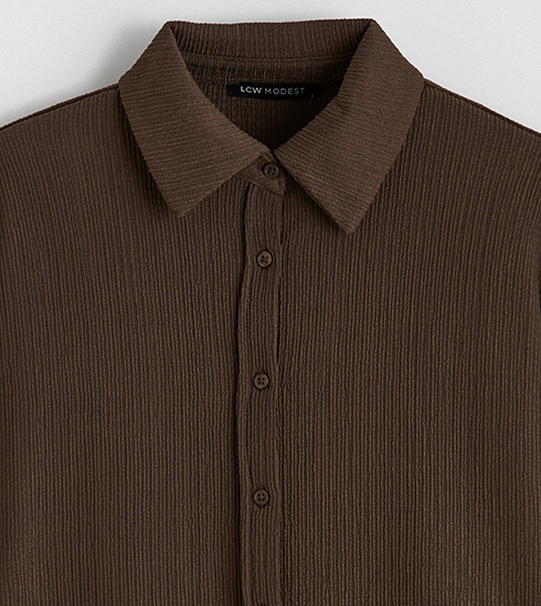 Textured Long Sleeves Shirt Tunic
