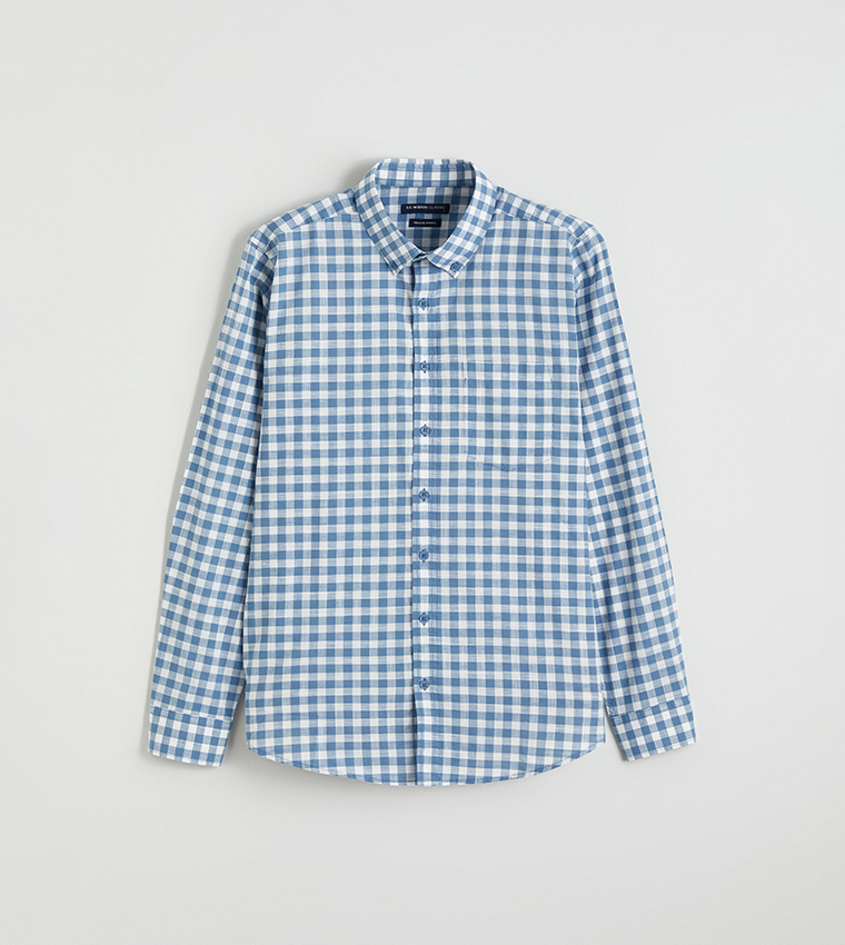 Plaid Long Sleeves Regular Fit Poplin Shirt