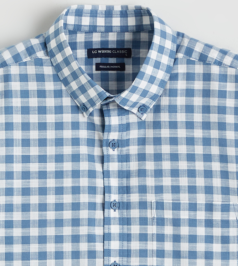 Plaid Long Sleeves Regular Fit Poplin Shirt