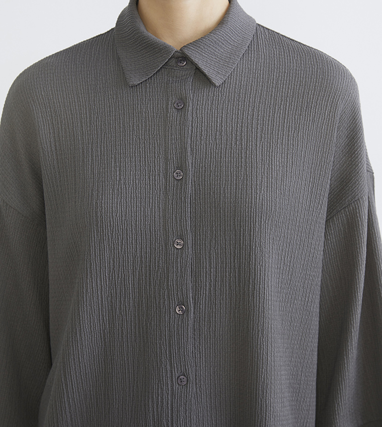 Textured 3/4 Sleeves Shirt Tunic