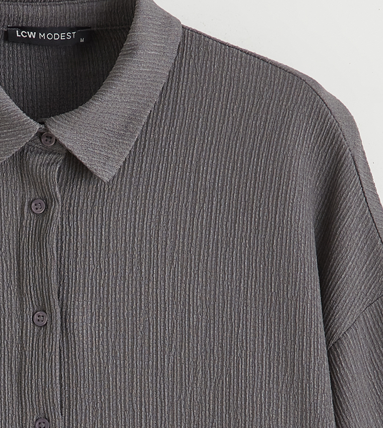 Textured 3/4 Sleeves Shirt Tunic